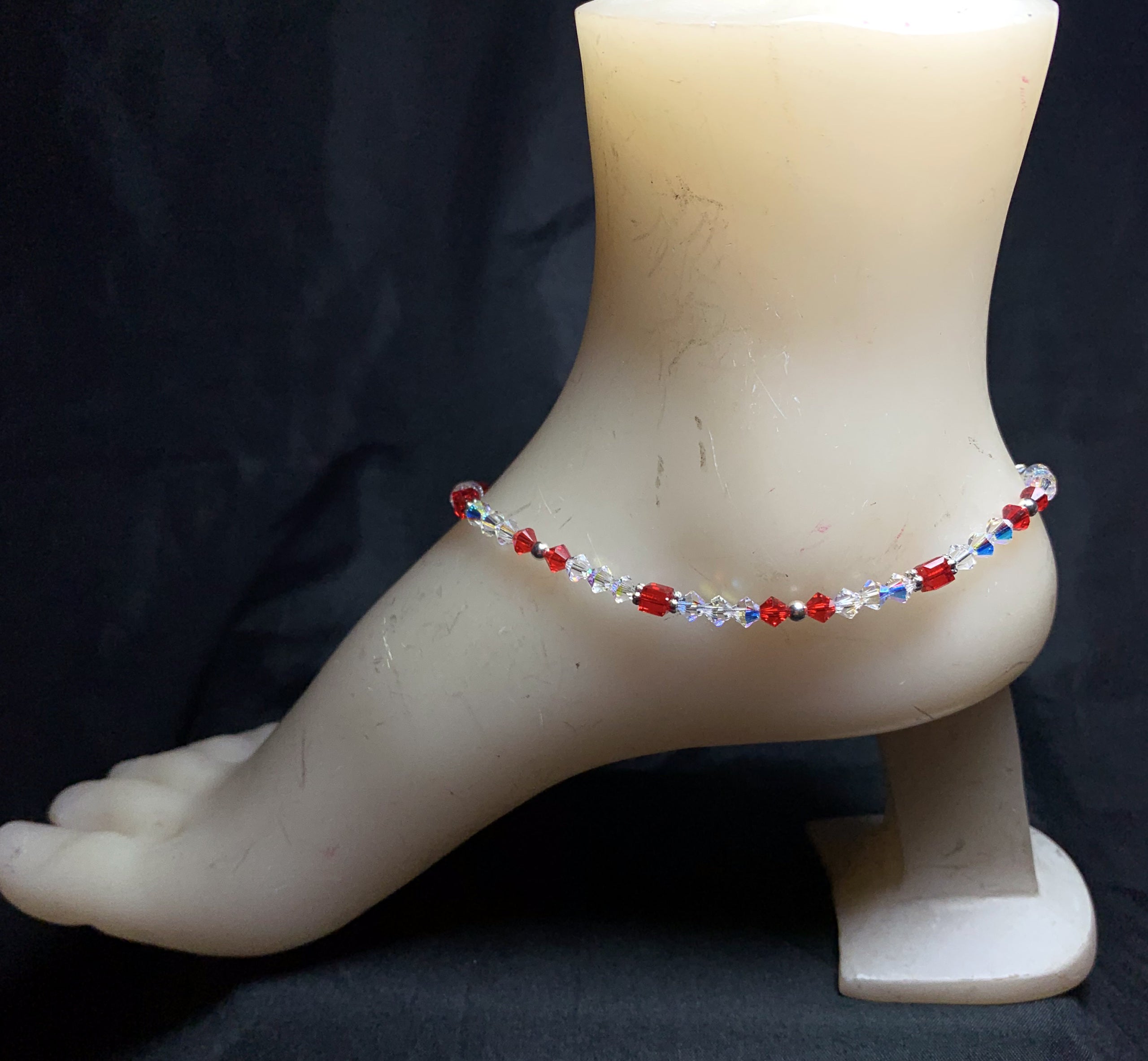 Swarovski™ Crystals Anklet - Luminous Turquoise w/ Violet accents –  Shelby's Toe Rings